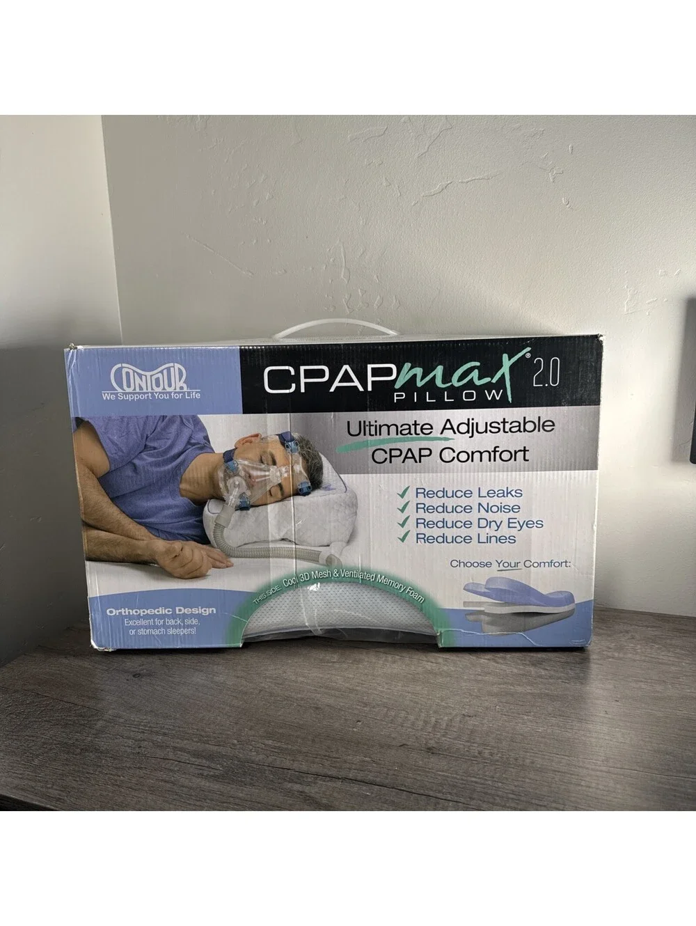 Contour CPAPMax 2.0 Cooling Plush Comfort Pillow W/ Pillowcase Brand New
